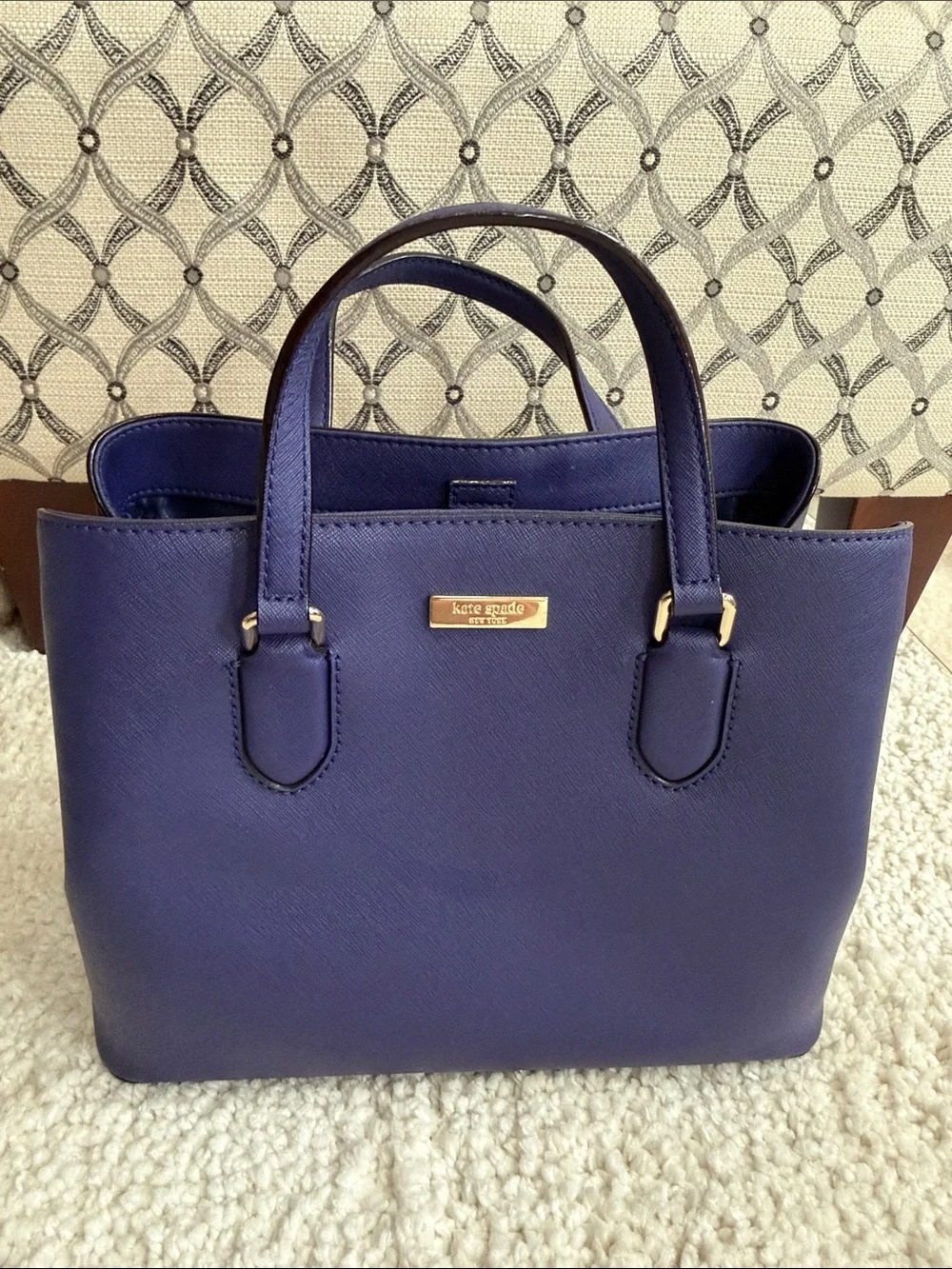 kate spade deep purple saffiano leather tote